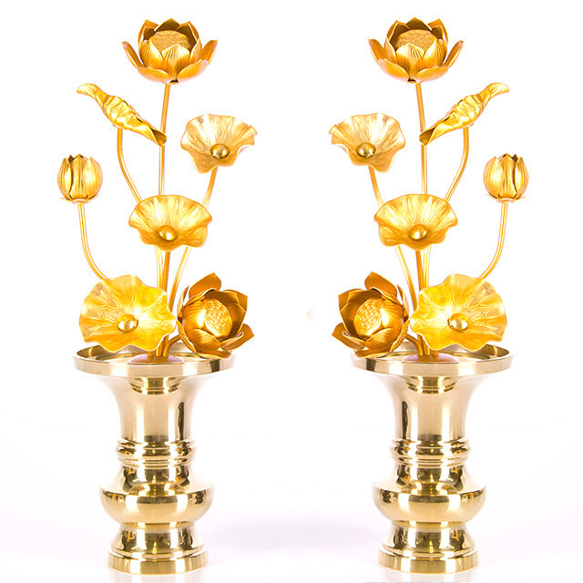 【真鍮製常花 8寸7本立 消金】