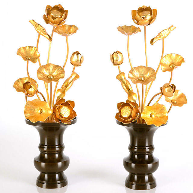 【真鍮製常花 9寸11本立 消金】