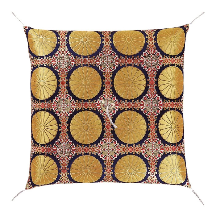 仏具【仏前座布団 正絹四釜十六菊 化繊綿入・圧縮綿入】