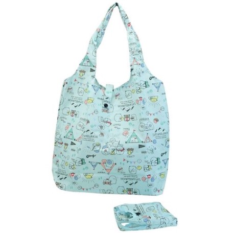 すみっコぐらし　折りたたみショッピングバッグ ライン【ブルー 】