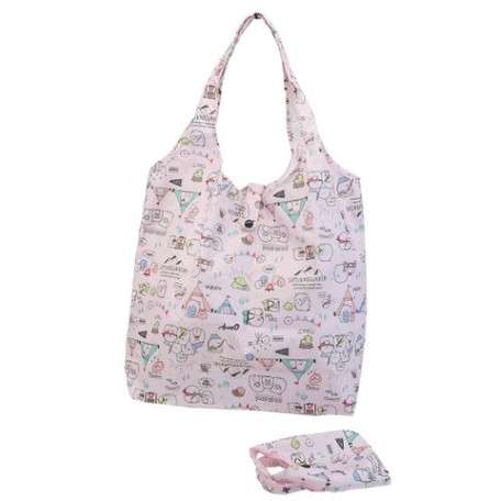 すみっコぐらし　折りたたみショッピングバッグ ライン【ピンク 】