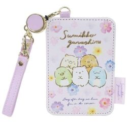 すみっコぐらし　リール付きシングルパスケース ピンク