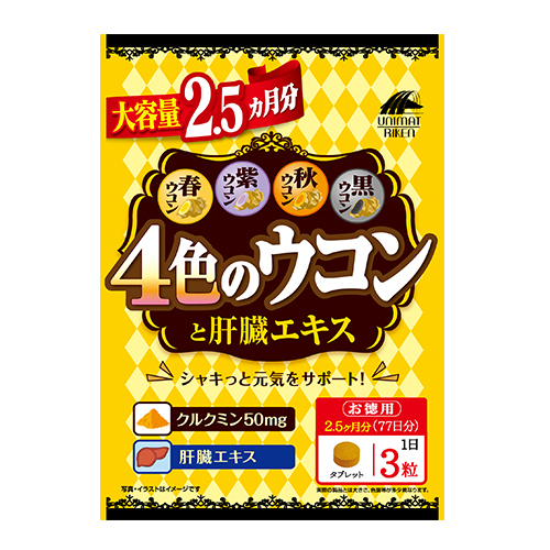 【まとめ買い6個セット】4色のウコンと肝臓エキス 大容量2.5ヶ月分69.3ｇ(300×約231粒)