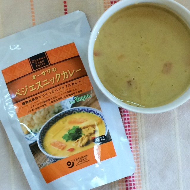 ココナッツミルクとスパイスが効いた辛口・大豆ミートが美味しい【オーサワのベジエスニックカレー】