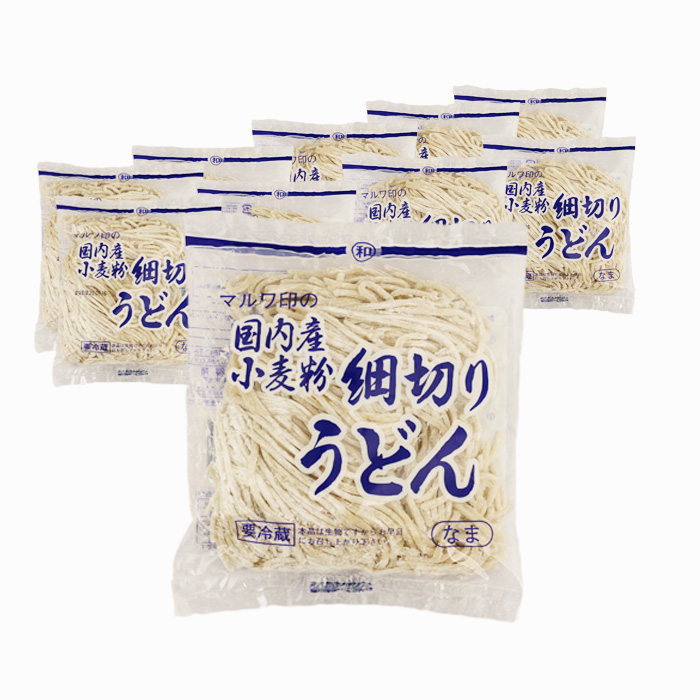 マルワ印の国内産小麦粉 細切りうどん 180g 10玉