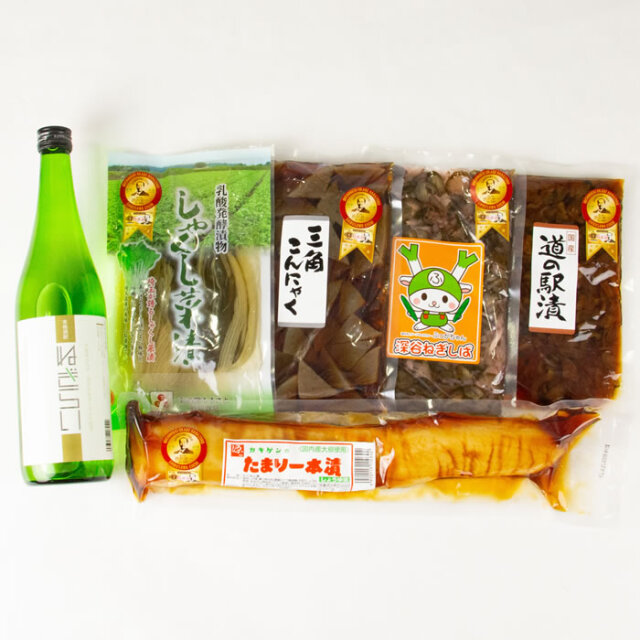 深谷ねぎ焼酎「ねぎらい」+人気漬物セット5種