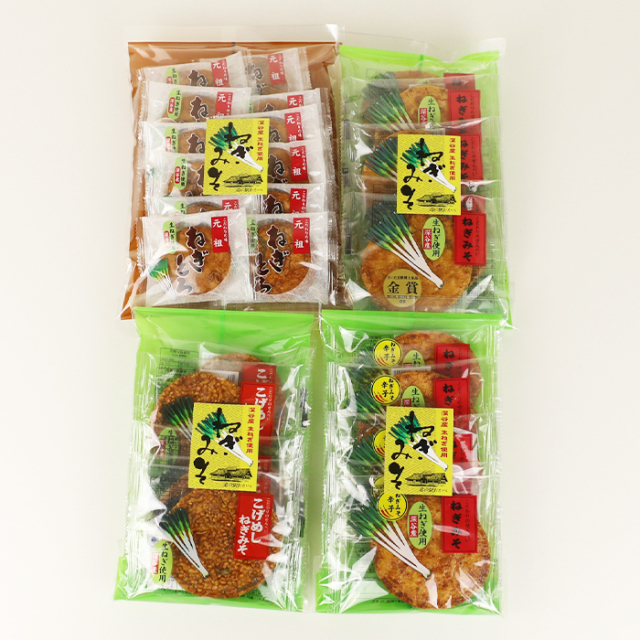 ねぎ煎餅四種三昧