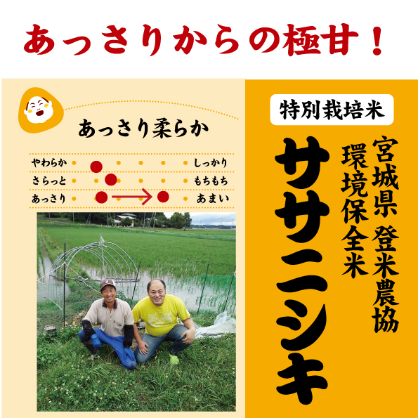 ササニシキ 農薬化学肥料不使用 令和6年産 肥料・農薬不使用 色選別済 山形県産 ササニシキ 玄米 20kg