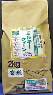 令和7年産　残留農薬ゼロ玄米　茨城県産ミルキークイーン2kg　玄米食最適米！