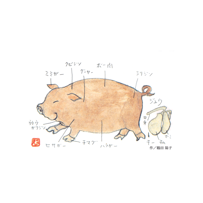 絵はがき鶴田（ブタ）