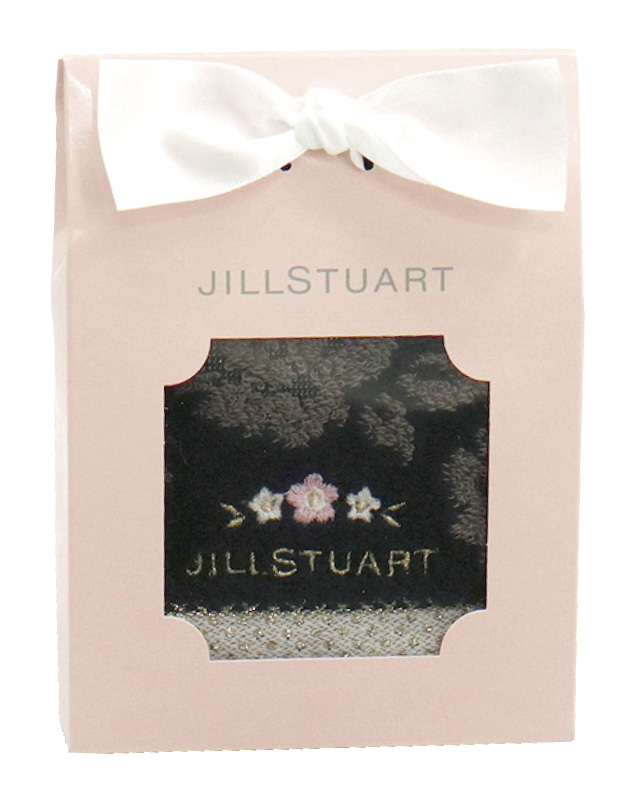 ジルスチュアート　ポンポネ　タオルハンカチ（ブラック）（58-3229090BK）（4547855448046）