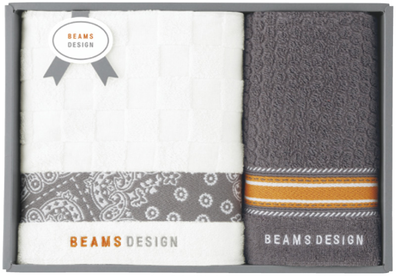 BEAMS DESIGN　チェッカーバンダナ　バスタオル＆フェイスタオル（グレー）（51-3139400GY）