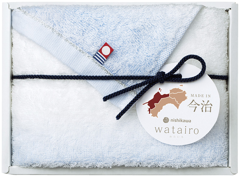 わたいろ　nishikawa今治タオル　フェイスタオル（ブルー）（TT88100030B）（4976008633440）