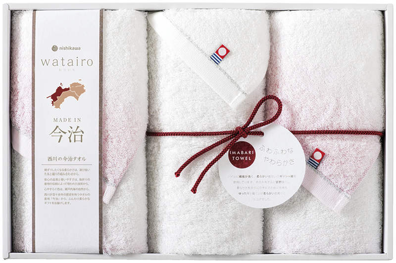 わたいろ　nishikawa今治タオル　フェイスタオル3P（ピンク）（TBF3998011P）（4976008328995）
