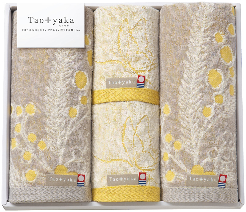 Taoyaka　ミモザ　フェイスタオル2P＆ウォッシュタオル2P（TAO-31Y）（4543479223717）