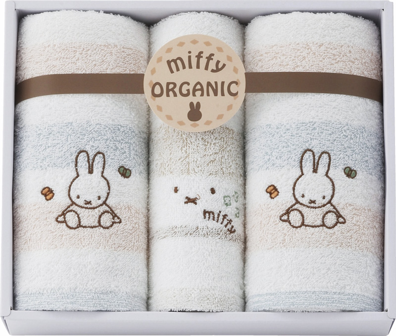 ミッフィー　オーガニック　フェイスタオル2P&ウォッシュタオル（2287-26907）（4549510395399）