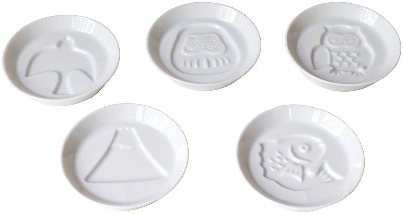 国産シルエットしょうゆ皿5柄組（290619）（4539529275492）