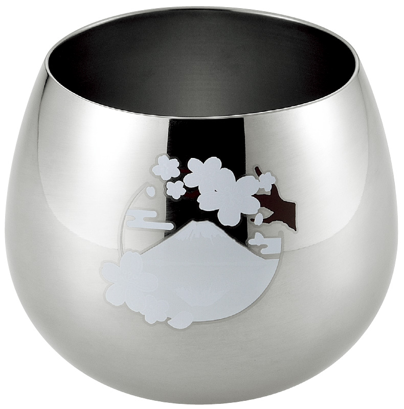 燕熟の技　桜に富士　感温スイングタンブラー 390ml（EJKS-600）（4965220214148）