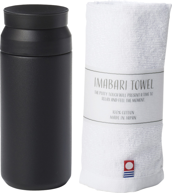 AMli HOME　ボトル340ml＆今治タオル（ブラック）（SB-1737）（4524854211185）