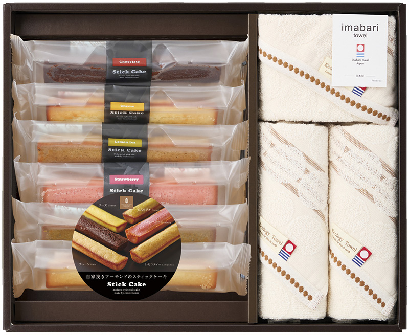 今治タオル＆スイーツ　グリーンモードエコドットタオル＆スティックケーキギフト（LST021MD）