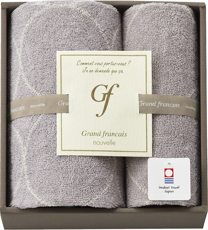 グランフランセヌーベル　今治タオル　フェイスタオル＆ハンドタオル（グレージュ）（GFN10301GE）