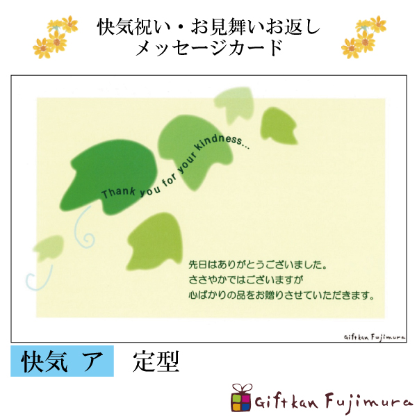 快気・御見舞返しメッセージカード【快気　ア】