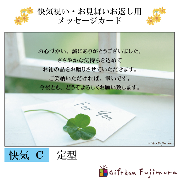 快気・御見舞返しメッセージカード【快気　Ｃ】