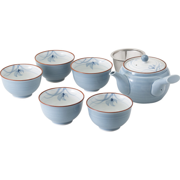 グレー蘭　急須茶器揃（31051）