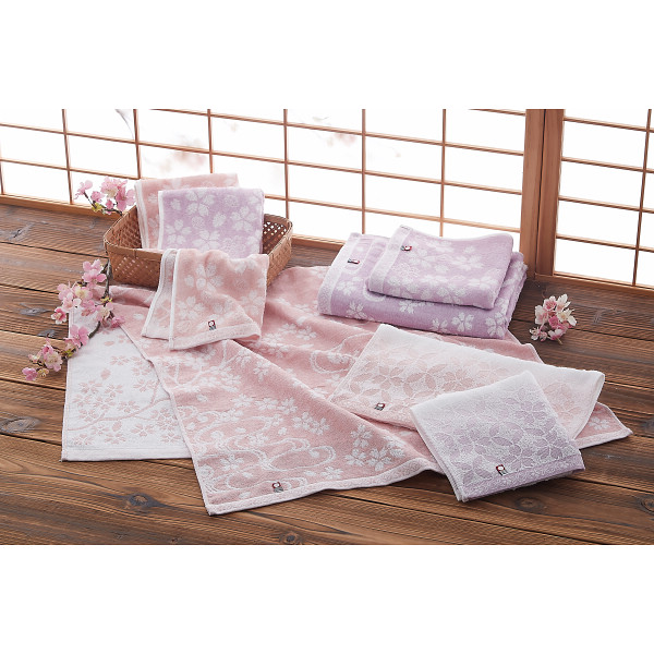 桜おり布　フェイス・ウォッシュタオルセット（パープル）（IS9615PU）サブ画像6