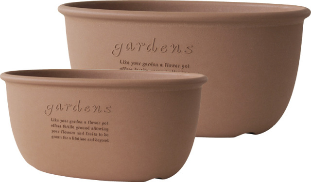 ハチマンガーデンズ　エコプランター　オーバル400・490 素焼き調 2個組（242376）（4966511242376）
