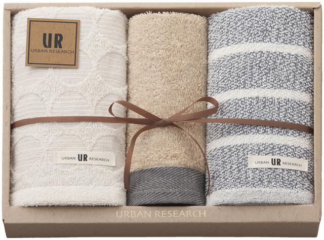 アーバンリサーチ　フェイスタオル2P＆ウォッシュタオル（ブルー）（UR2325BL）（4518607673870）