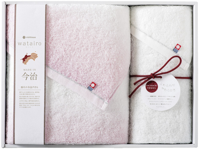 わたいろ　nishikawa今治タオル　バスタオル&フェイスタオル（ピンク）（TBF4998211P）