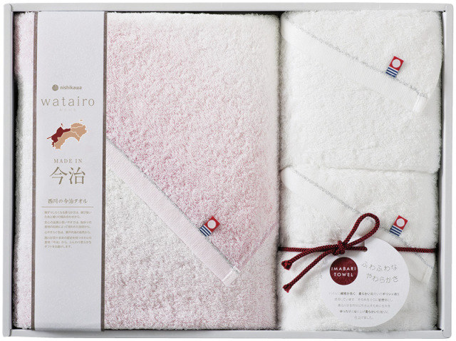 わたいろ　nishikawa今治タオル　バスタオル&フェイスタオル2P（ピンク）（TBF5999011P）