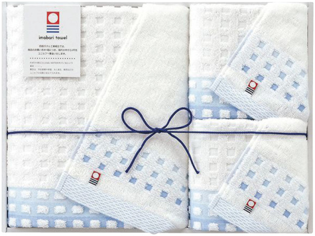 今治タオル　蒼海　バスタオル&フェイスタオル2P（J-4335）（4992272453676）