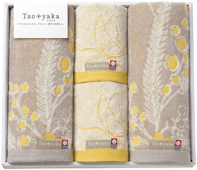 Taoyaka　ミモザ　フェイスタオル2P＆ウォッシュタオル2P（TAO-31Y）（4543479223717）