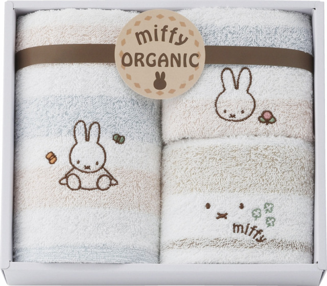 ミッフィー　オーガニック　フェイスタオル&ウォッシュタオル2P（2287-25909）（4549510395405）