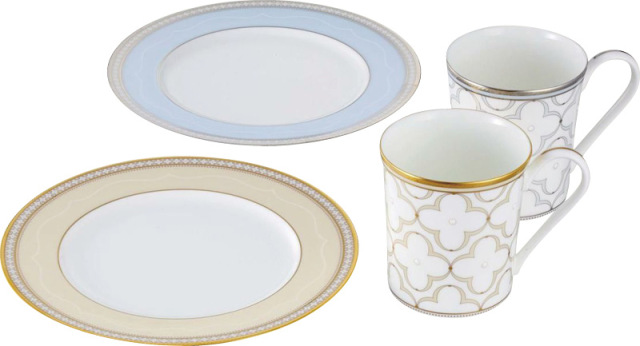 ノリタケ　トレフォリオゴールド&プラチナ　モ－ニングペアセット(色変り)（4945-57L/M9722）