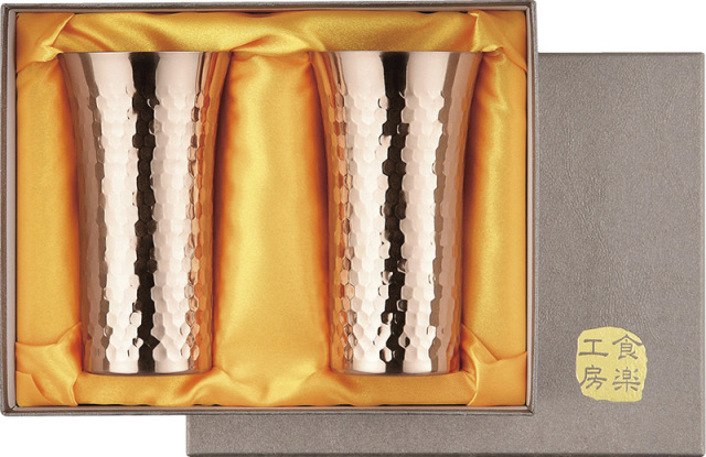 食楽工房　純銅鎚目一口ビール160ml ペア（CNE926C）（4995284512171）