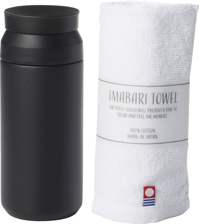 AMli HOME　ボトル340ml＆今治タオル（ブラック）（SB-1737）（4524854211185）