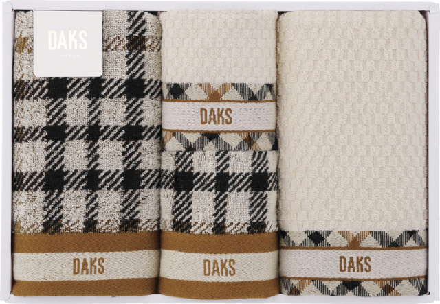 DAKS　ダブルハウスチェック　フェイスタオル2P＆タオルハンカチ2P（55-3089400）