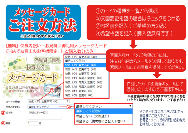 快気内祝い用メッセージカード説明