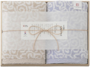 今治謹製　紋織タオル　バスタオル2P（木箱入）（ブルー）（IM7750BL）（4518607659782）