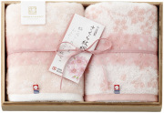今治謹製　さくら紋織　桜染めフェイスタオル2P（木箱入）（SM2230）（4518607667411）