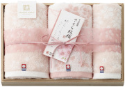 今治謹製　さくら紋織　桜染めフェイスタオル2P&ウォッシュタオル（木箱入）（SM2240）（4518607667428）
