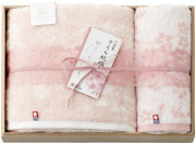 今治謹製　さくら紋織　桜染めバスタオル&フェイスタオル（木箱入）（SM2250）（4518607667435）