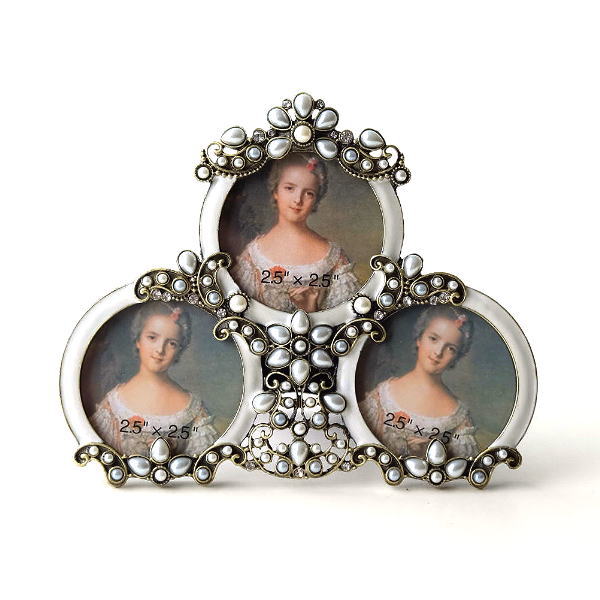 フォトフレーム 写真立て おしゃれ 3窓 フォトスタンド かわいい レトロ クラシック ヨーロピアン 複数 多面 ジュエリーなフォトフレーム 3窓 [abk1359]