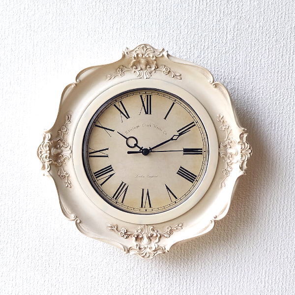壁掛け時計 掛け時計 おしゃれ アンティーク調 レトロ クラシック ポリレジン ヨーロピアン ロココ調 エレガント Decor ウォールクロック IV [abk3705]
