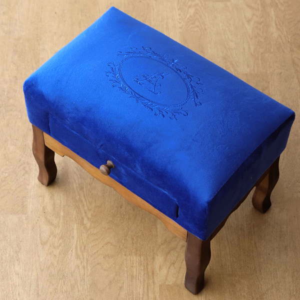 スツール アンティーク おしゃれ 椅子 布 クッション 木製 かわいい オットマン フットスツール コンパクト 玄関 足乗せ台 ローチェア ドロワーミニスツール A 【送料無料】 [abk6444]