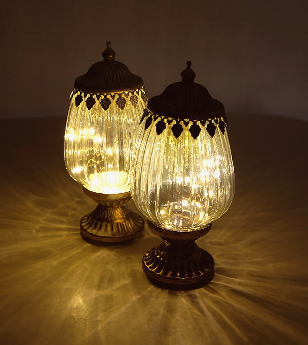 ランタン LED おしゃれ かわいい アンティーク ランプ インテリアランプ 小さめ 卓上 スタンド ガラス ロワールLEDランタン ロング 2カラー [abk9831]