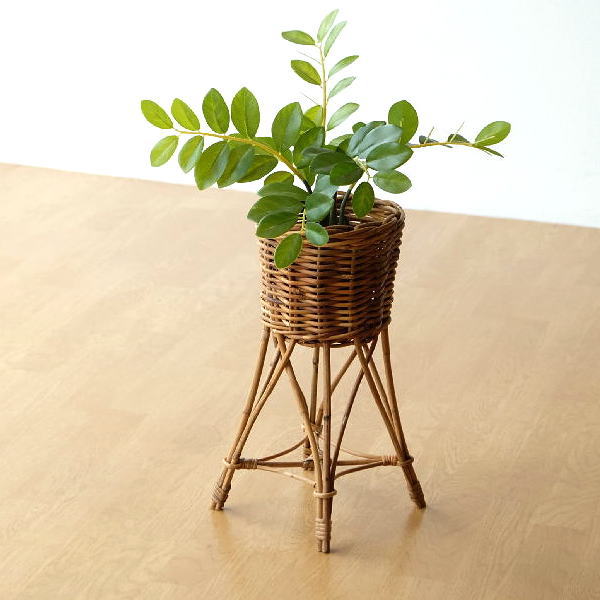 鉢カバー おしゃれ ラタン プランターカバー 花台 フラワースタンド かわいい 観葉植物 ラタン脚付きプランターカバー S [aks0882]